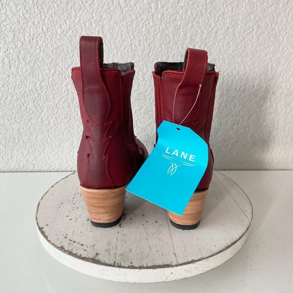 Lane CHELSEA Womens Cowboy Bootie 6 Western Red Short Cowgirl Ankle Boots EUC - Picture 3 of 11